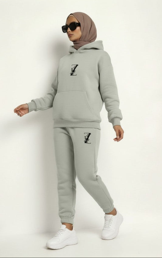 elegant model with hijab front view Hoodie + Joggers Zarella set