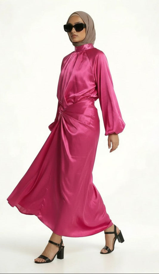 hijab model wearing Olivia Two Piece Dress front side  right